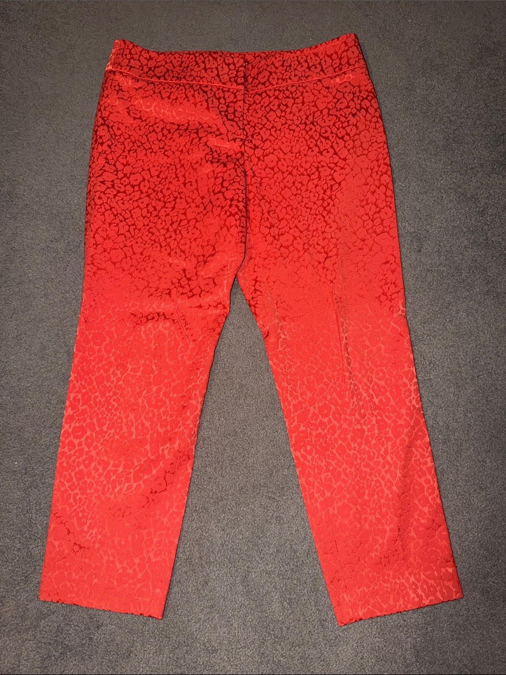 Loft Marisa Pants orange with embossed leopard print. Size 8